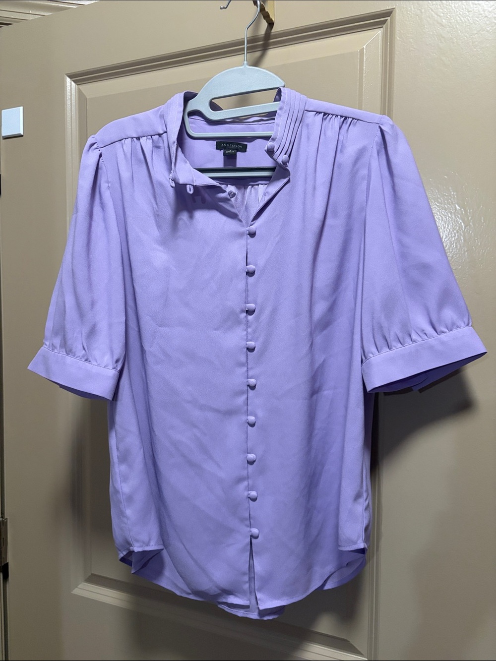Ann Taylor Lilac Button-Front Top